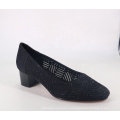 Flat Shoes Girl Rhinestone lining leather chunky heel c283 Ladies women manufacturer Dress Flats